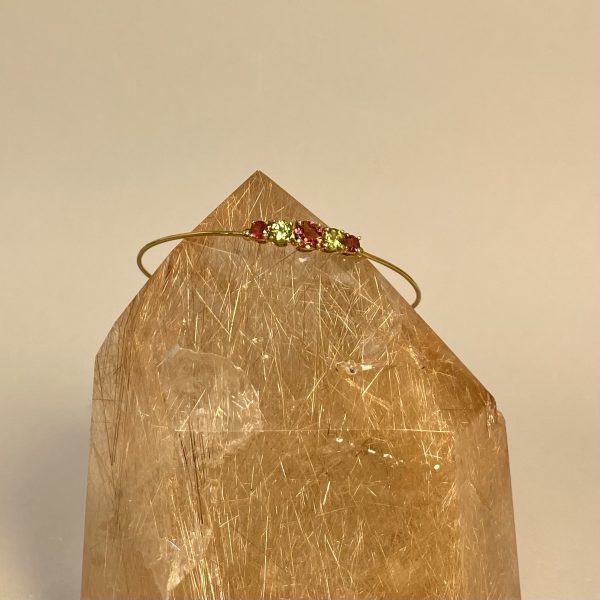 Bracciale semirigido in oro giallo con tormaline - immagine 2