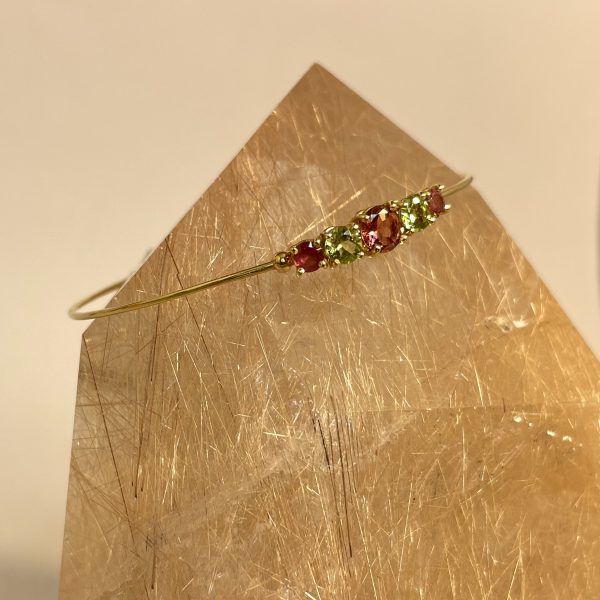 Bracciale semirigido in oro giallo con tormaline - immagine 3
