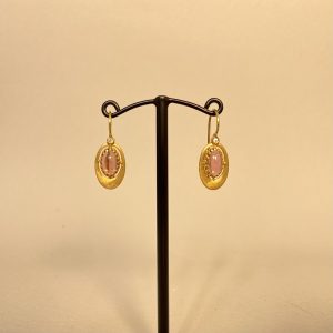 orecchini in oro giallo con tormalina rosa e diamanti