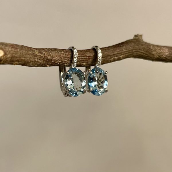 orecchini in oro bianco con acquamarine e diamanti - immagine 3