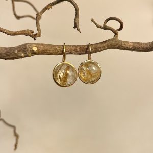 Orecchini in oro giallo con quarzo rutilato