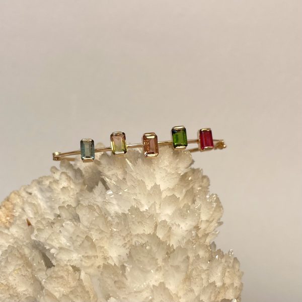 Bracciale rigido in oro giallo con tormaline - immagine 2