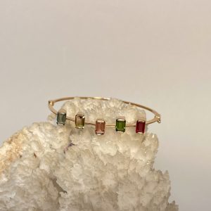 Bracciale rigido in oro giallo con tormaline