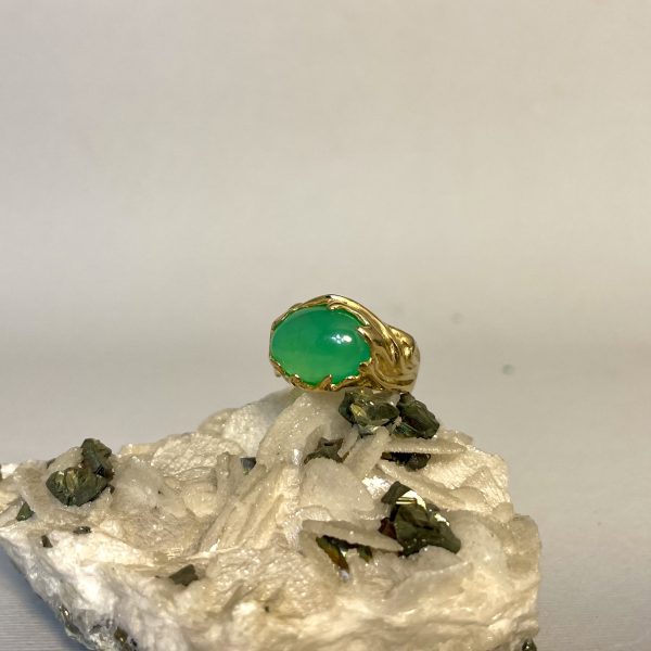 anello crisoprasio e oro giallo