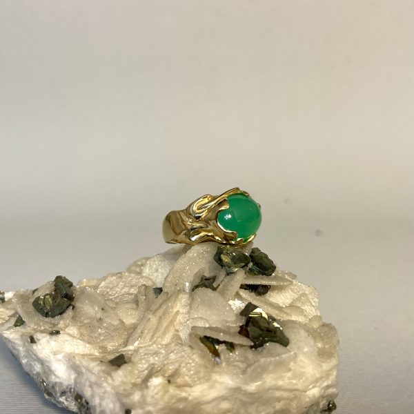 anello crisoprasio e oro giallo