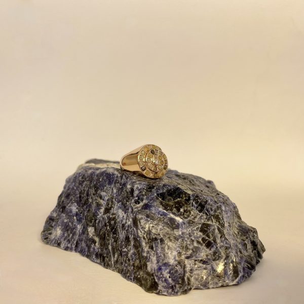Anello con diamanti grezzi in oro rosso - immagine 3